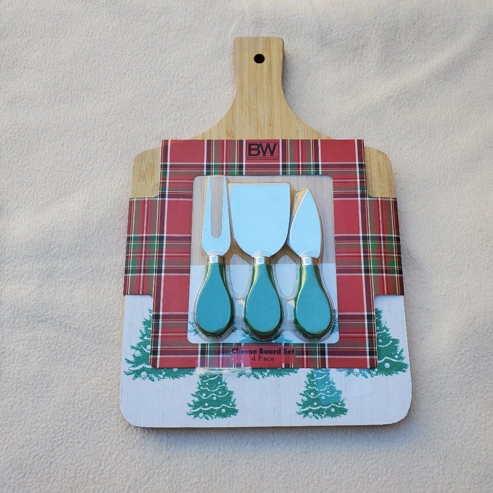 Boston Warehouse Bamboo Wood Cheese Board Set - 4 Pieces